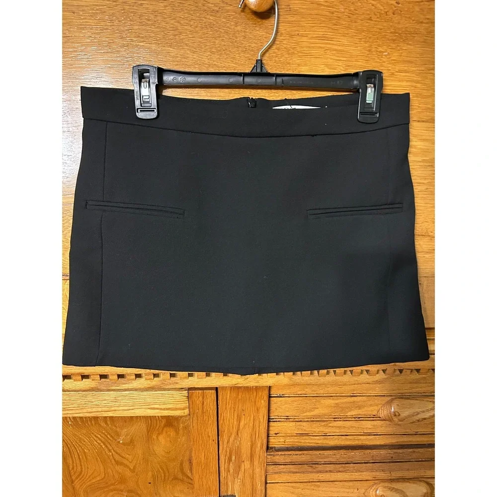 Zara Black Mini Skirt Join Life Tailored Welt Pockets Size S Office Siren NEW - Picture 2 of 10